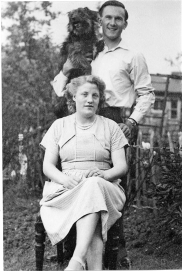 Photo:Jack and Elsie Law with "Fluff" 220 Wrythe Lane