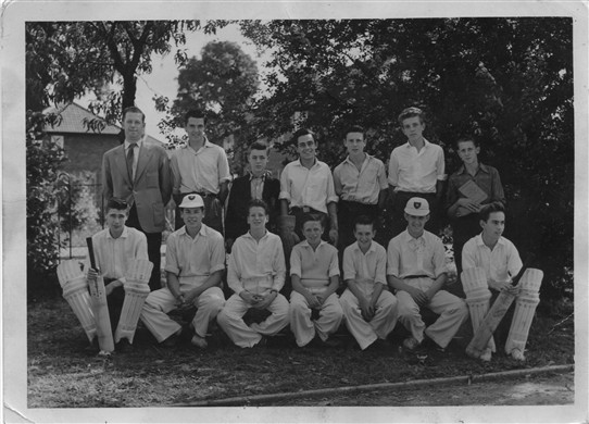 Photo:Tweeddale school cricket team of 1956 hoping someone out there recognizes themselves or other members of the team. Back row left to right:  Mr Johnson(maths and PT teacher), John Fitzgerald(died on golf course in New Zealand aged 32), ?, Ray Johnson, Roy Barnaby, Peter Hotston, ? Front row left to right:  ? , Dave Worby, Terry Day, ?, Ray Asbury, Barry Russell, Ray Vail(self)