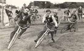 Photo:Cycling on a Makeshift Track